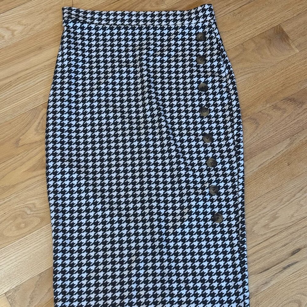 SHEIN Houndstooth High Waist Button Pencil Skirt – Women’s Large